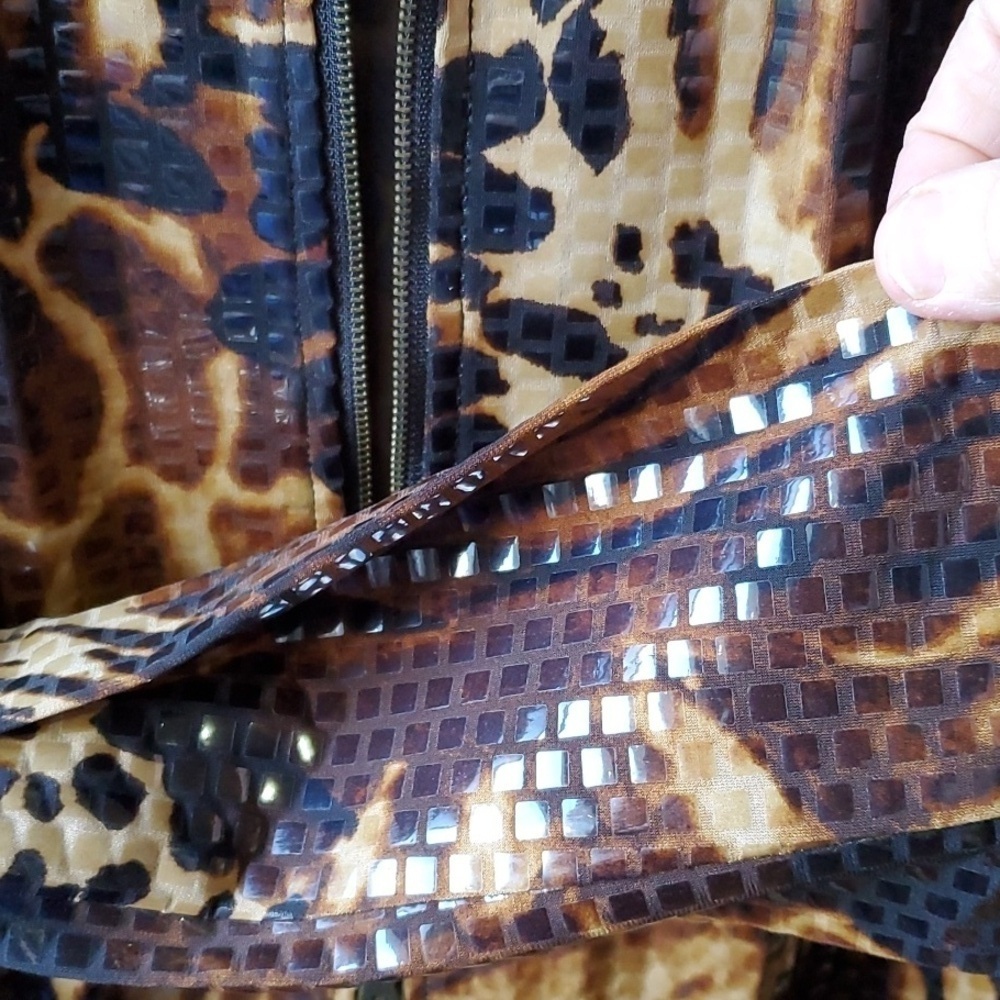 Ruby Rd animal print sequined full zip jacket size 6 front pockets - Picture 7 of 12